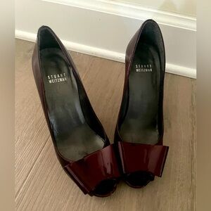SW Wine Bow Peep Toe Platform
